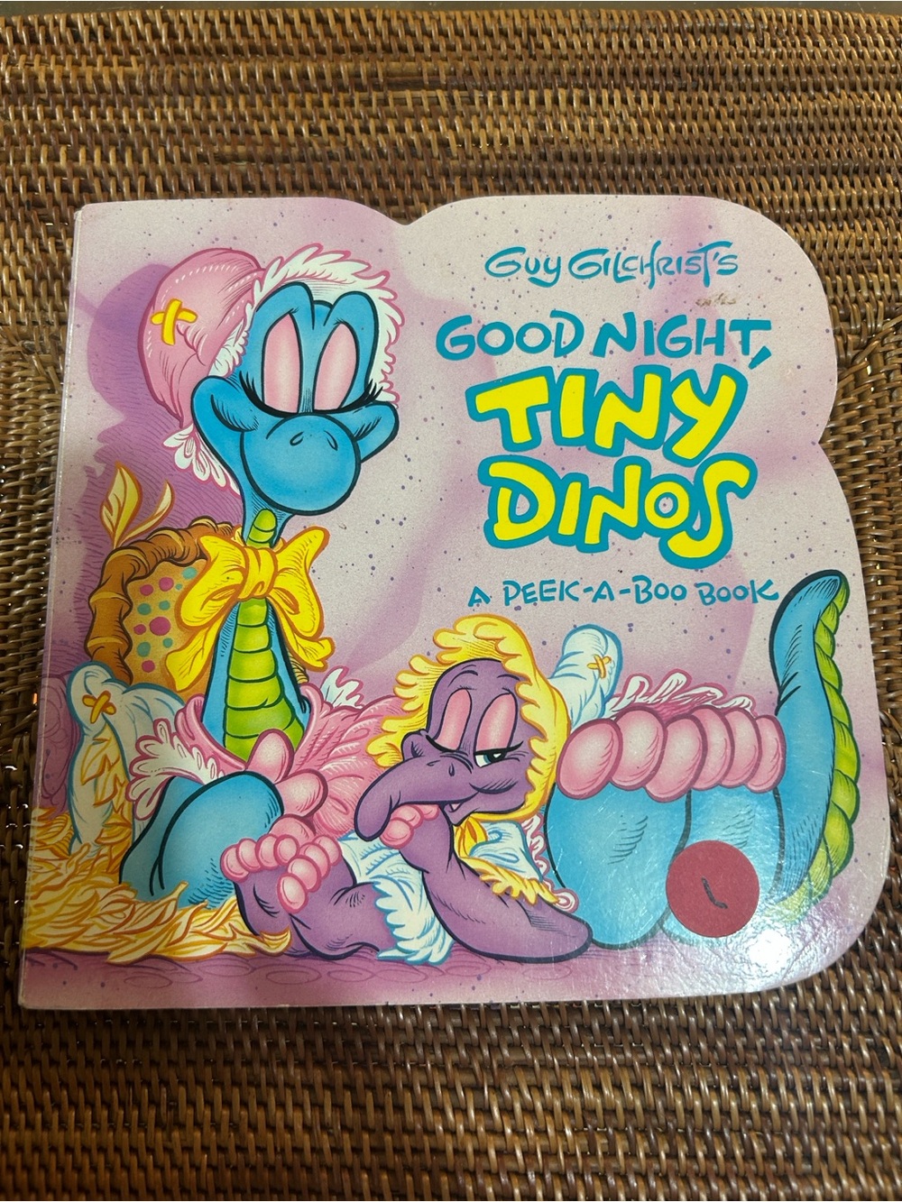 Rare ! Good Night Tiny Dinos Peek-A-Boo Book - Blue & Pink